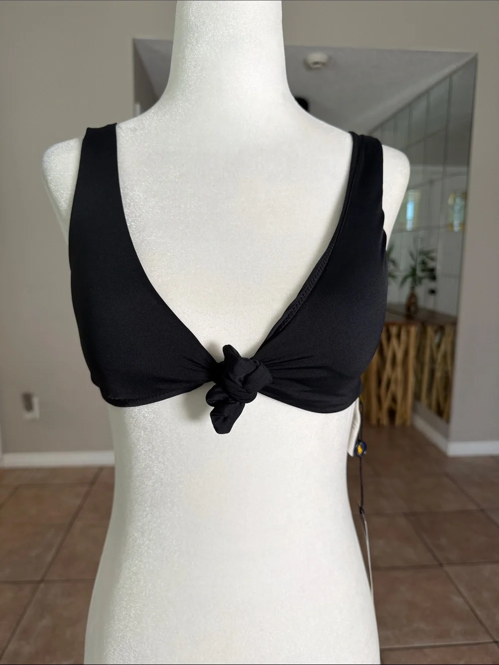 Polo by Ralph Lauren Black Bikini Top with Front Knot